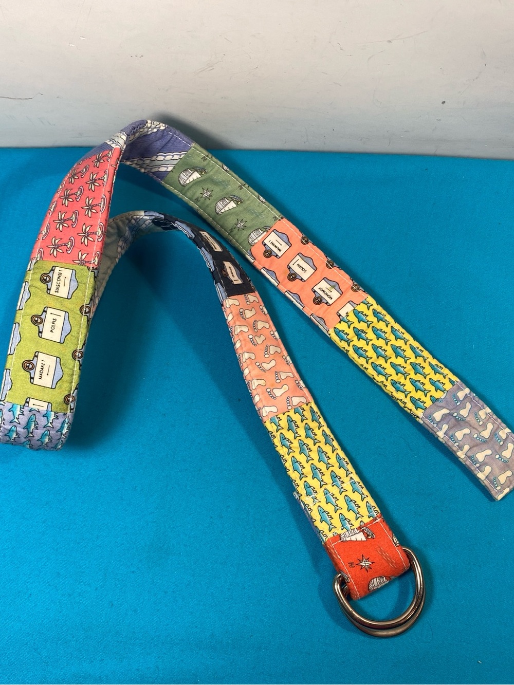 Vineyard Vines Multicolor Patchwork D-Ring Belt